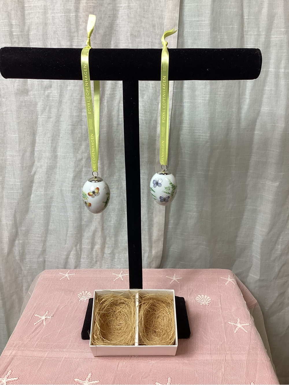 Royal Copenhagen 2018 Spring Collection Porcelain Easter Eggs-2 Pc.- Butterflies